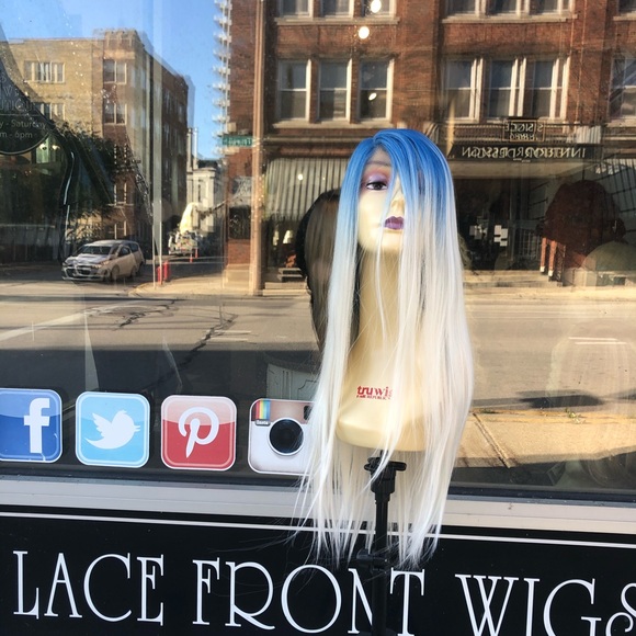 Blue Ombré SidePart Halloween Costume Ideas Wig main image 4